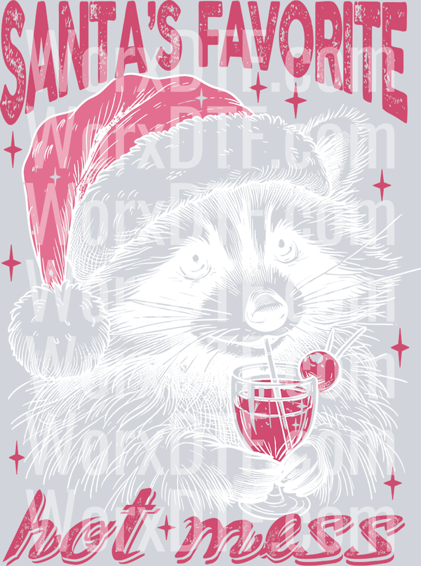 raccoon xmas knock out pink